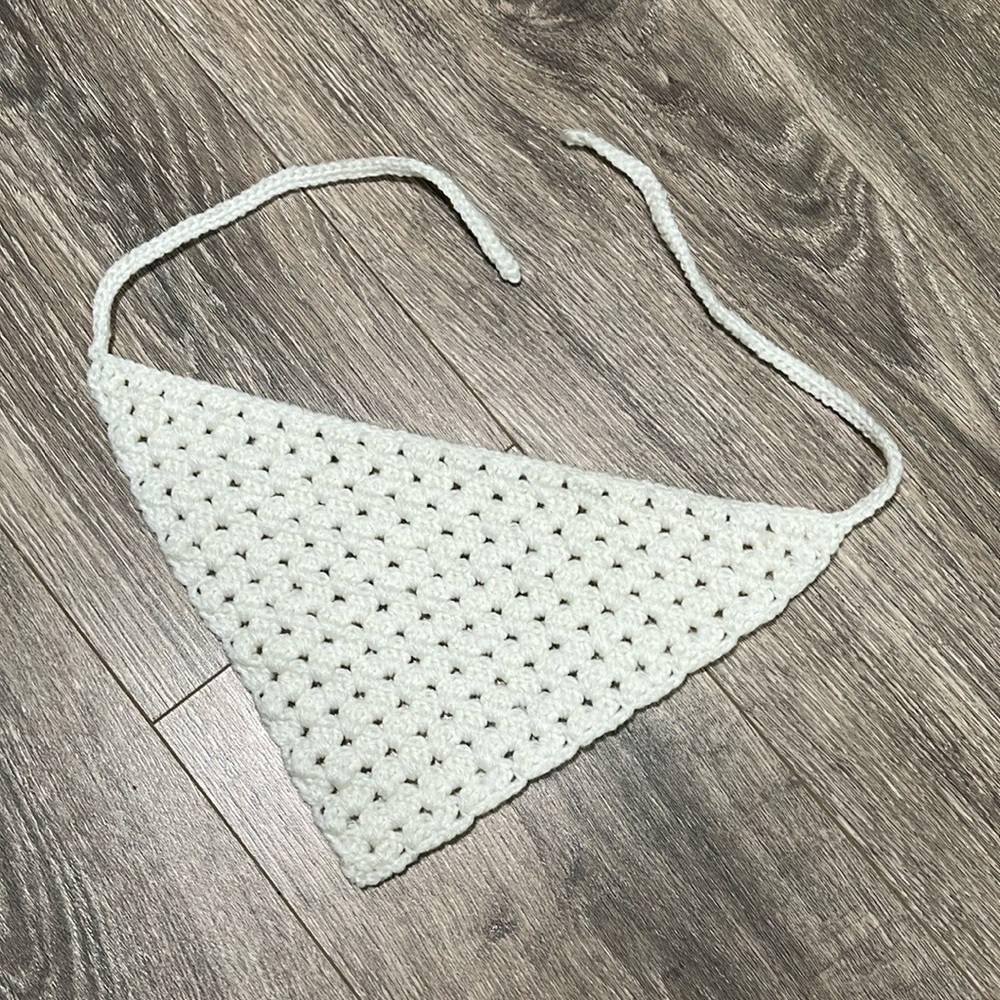 Handcrafted White Crochet Bandana